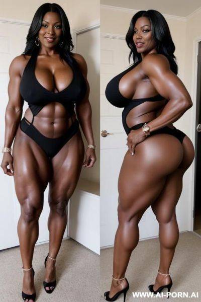 Huge black muscle mommy with big boobs and ass front to me. naked full body. horny - ai-porn.ai on pornintellect.com
