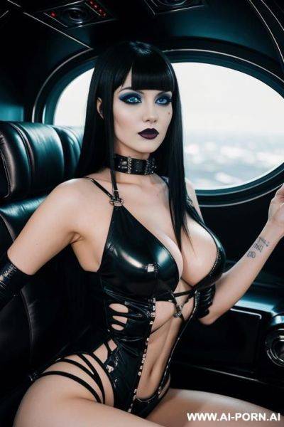Goth woman drooling over herself - ai-porn.ai on pornintellect.com
