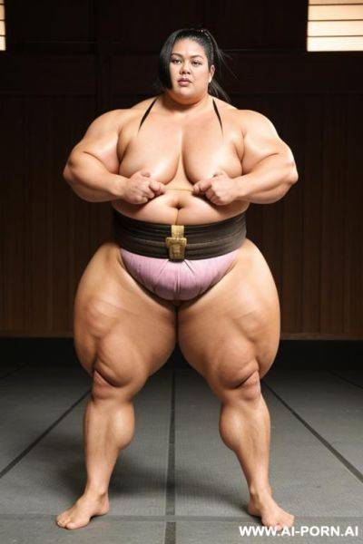 Female sumo, obese muscled bulked up, huge thighs, - ai-porn.ai on pornintellect.com