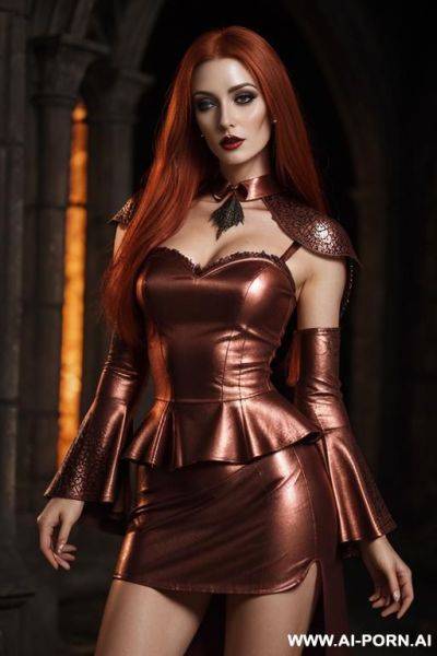 Confident lady vampire, scary vampire fangs, seductive wide smirk, deep forests old ruins, (hypnotic glow art, uv reactive), shining magic, hazel eyes, sleeveless, ashen natural skin without makeup, - ai-porn.ai on pornintellect.com