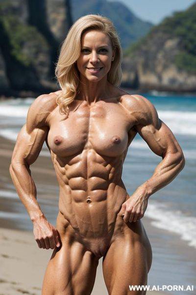 ((nude sarah crail ifbb pro)), ((topless)), ((very shredded pecs)), (abs), (delts), (traps), (very sinewy), (extremely muscular), (veiny), (muscle veins), (very slender), (muscular broad shoulders), (coy muscle pose) - ai-porn.ai on pornintellect.com