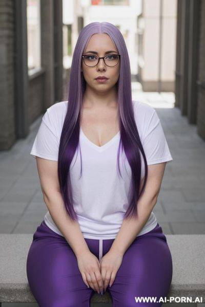 Long light purple hair, glasses - ai-porn.ai on pornintellect.com