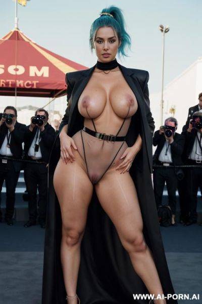 (((realistic look, ultra-realistic))) ((shiny completely naked, naked oiled body)) (((very low chest))) (((heavy saggy humongous droopy tits, massive pendulous hanging xxl boobs))) ((soft nipples)) (((narrow - ai-porn.ai on pornintellect.com