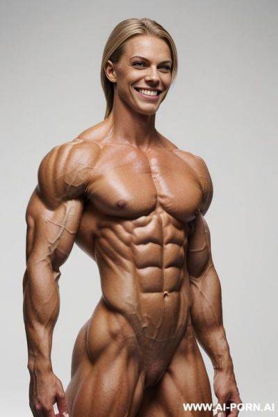 (white background), (real life with supersized xl muscles), (((nude perfect german white tanless skin))), (very pointy realistic nipples on muscular pecs), ((short slender)), ((nude)), ((naked)), (frontal - ai-porn.ai - Germany on pornintellect.com