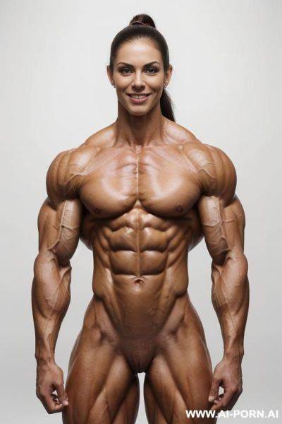 (white background), (real life with supersized xl muscles), (((french white tanless skin))), (sunny), (pointy realistic nipples on muscular pecs), ((short slender)), ((nude)), ((naked)), (frontal view), - ai-porn.ai - France on pornintellect.com