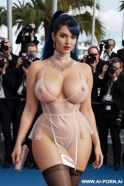 (((realistic look, ultra-realistic))) , ((real sex bomb)) ((shiny completely naked, naked oiled body)), (((very low chest))), (((heavy saggy humongous xxl breasts))), (((very oversized pendulous hanging - ai-porn.ai on pornintellect.com
