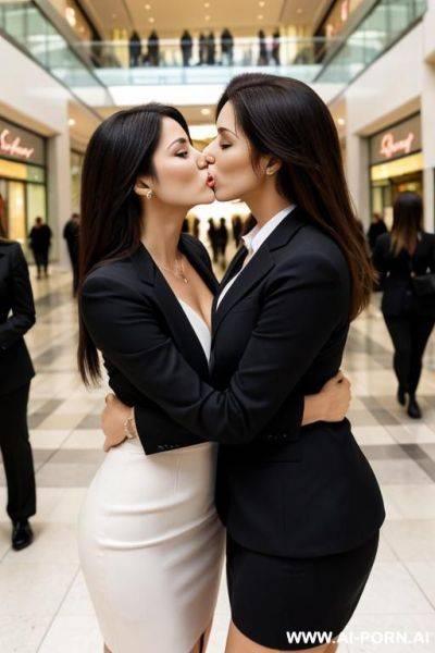 Two business women kissing in the mall - ai-porn.ai on pornintellect.com