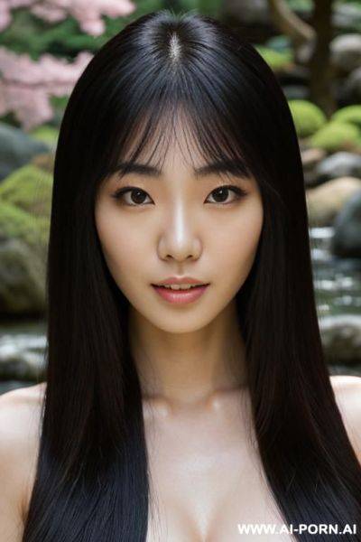 Hot japanese woman, soft face, soft body, totally naked, in a japanese garden, long voluminous hair - ai-porn.ai - Japan on pornintellect.com