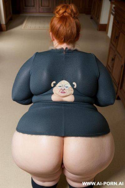 Old granny, totally naked, giant boobs, giant breasts, huge ass, thick thighs, hairy pussy ((big hairy pussy)) giant hair ((giant pubes)) - ai-porn.ai on pornintellect.com