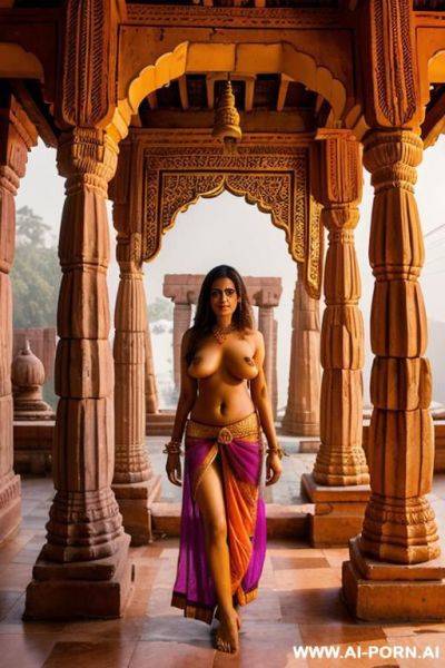 Ancient indian full naked female temple servant with shaved vagina in a colourful indian temple - ai-porn.ai - India on pornintellect.com