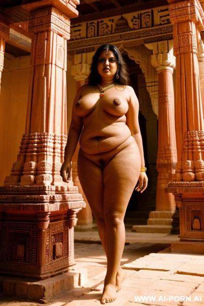 Ancient indian chubby full naked female temple servant with shaved vagina in a colourful indian temple - ai-porn.ai - India on pornintellect.com