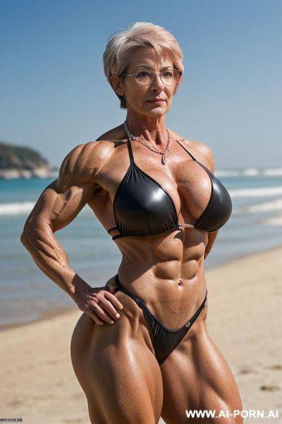 ((sexy hot old mom mature attractive milf)) (pink bikini) (big luxury necklace) ((sexy standing pose, direct eye contact)) (((oversize huge gigantic boobs))) (wide hips, massive thighs) (((choose the - ai-porn.ai on pornintellect.com