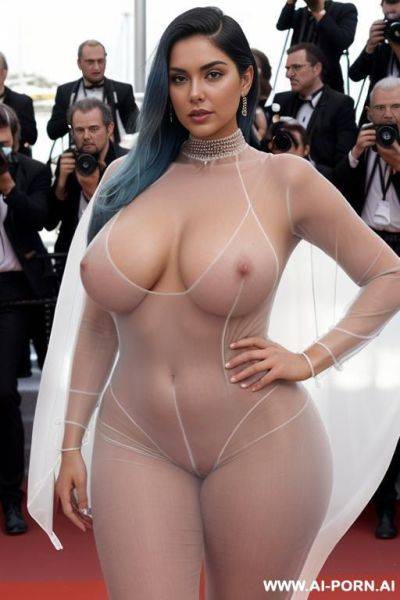 (((hyper-realistic))) (((transparent nudity see-through trousers))) ((sex bomb)) (((humongous boobs hanging down from her very low chest))) (((very oversized saggy droopy long boobs))) ((soft nipples)) - ai-porn.ai on pornintellect.com