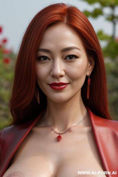 Perfect figure, wide hips, earrings, necklace, totally naked, in a korean garden, looking into the camera, extreme close up view, head titled back, showing der neck - ai-porn.ai - North Korea on pornintellect.com