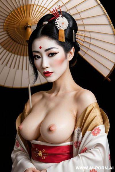 Japanese woman, beautiful and sexy, (((totally naked))), geisha painted face - ai-porn.ai - Japan on pornintellect.com