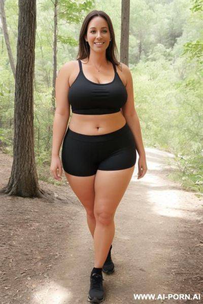 Suburban mom, thick thighs, tight shorts, hiking - ai-porn.ai on pornintellect.com