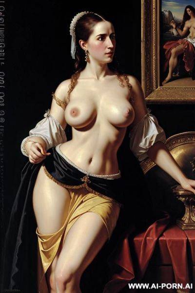 Spanish baroque painting, topless, skirt, showing boobs - ai-porn.ai - Spain on pornintellect.com