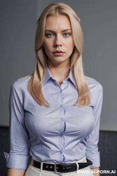 Cotton business shirt, pencil skirt, belt - ai-porn.ai on pornintellect.com