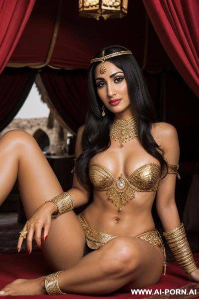 Arab woman holding her oily feet to the camera - ai-porn.ai on pornintellect.com