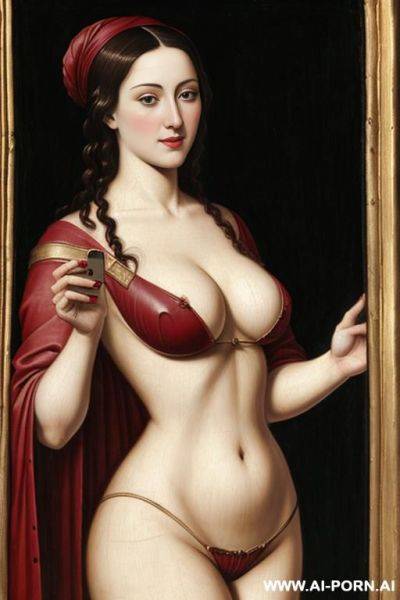 Medieval painting of woman selfie flashing tits - ai-porn.ai on pornintellect.com