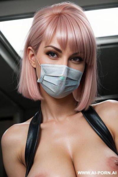 Woman giving blowjob through a surgical mask - ai-porn.ai on pornintellect.com
