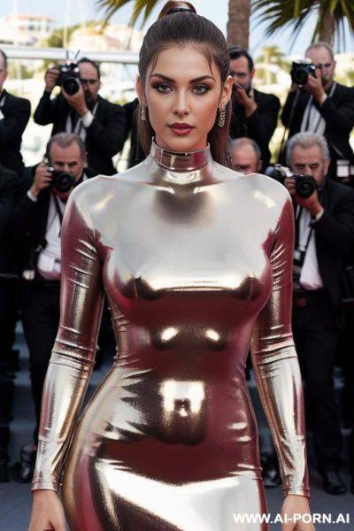 (((realistic look, ultra-realistic))), ((wears only metalic shirt on naked body)), ((show pussy)), ((naked vagina exposed)), ((tight pussy)) - ai-porn.ai on pornintellect.com