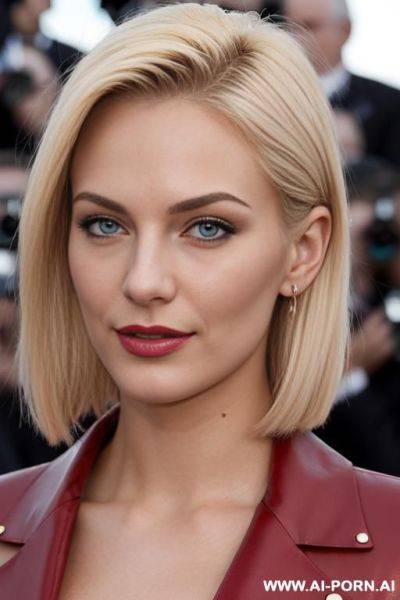 Red leather dress, long sleeves, perky nipples, high quality, makeup, realistic photo - ai-porn.ai on pornintellect.com