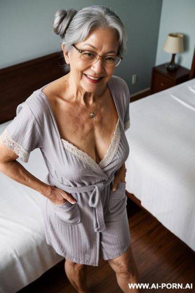 Old granny, totally naked, with glasses - ai-porn.ai on pornintellect.com