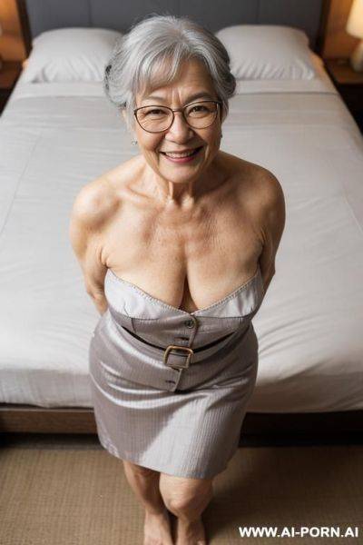 Old granny, totally nude, with glasses, in bedroom - ai-porn.ai on pornintellect.com