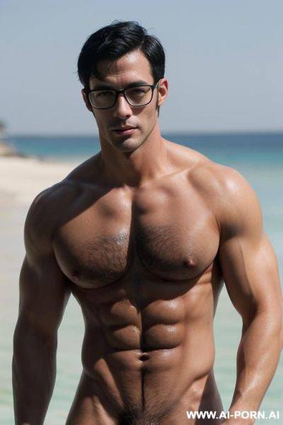 (((a very handsome nerdy man))) (((big shaved erect cock))) (((short black hair))) (((muscular))) (((completely naked))) - ai-porn.ai on pornintellect.com