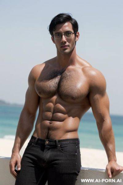 (((a very handsome nerdy man))) (((big shaved erect cock))) (((short black hair))) (((muscular))) - ai-porn.ai on pornintellect.com