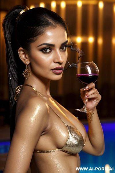 (indian), (horny face), (smoke), (smoky eyes), (natural breasts), (long bouffant brunette ponytail hair), (fit woman), (arabic skin), (detailed face), (slutty seductive look), (perfect nipples with - ai-porn.ai - India on pornintellect.com