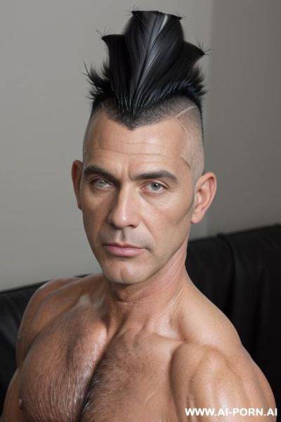 (((a very handsome older man))) (((big shaved cock))) (((black mohawk hair))) (((muscular))) (((completely naked))) - ai-porn.ai on pornintellect.com