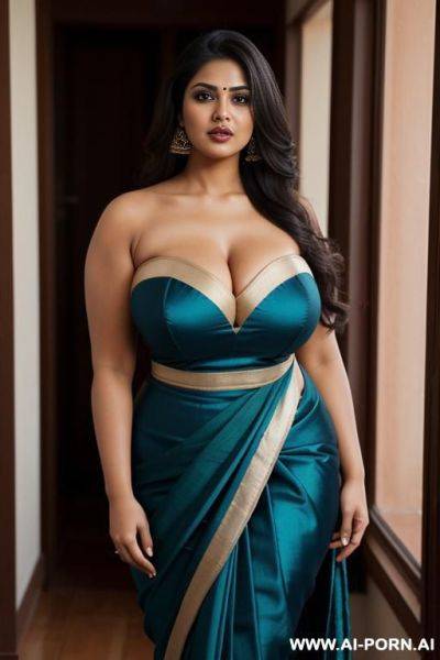 Swedish, brunette, broad shoulders, wide waist, busty, sari, indian dress, in loft - ai-porn.ai - Sweden - India on pornintellect.com