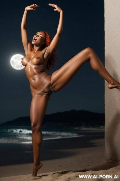 A redhead naked woman on the bed - ai-porn.ai on pornintellect.com