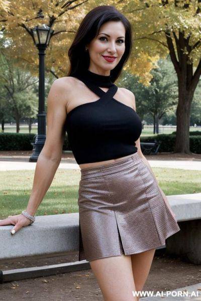 Suburban mom, at the park, pumps, seductive smirk - ai-porn.ai on pornintellect.com