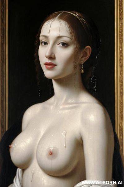 Renaissance devout painting, topless, dense white cum dripping face - ai-porn.ai on pornintellect.com