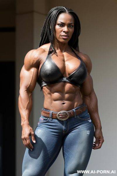 (sexy face), (jeans), (leather belt) - ai-porn.ai on pornintellect.com