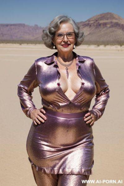 Granny mature woman, dirty smile, teasing look, hairy pussy, (hairy armpits), (((very hairy cunt))), oldstyle glasses - ai-porn.ai on pornintellect.com