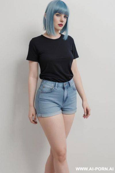 Jeans shorts, t shirt, - ai-porn.ai on pornintellect.com