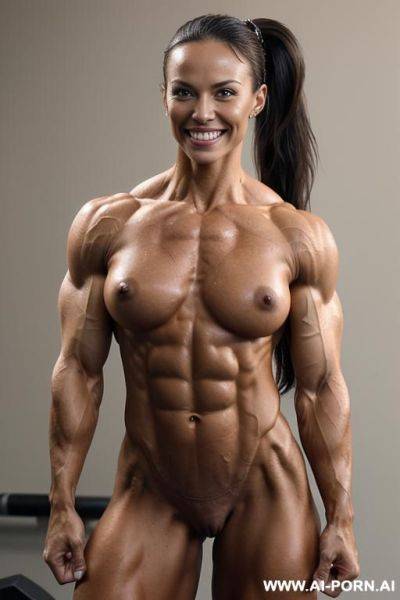 ((short topless very slender lean bodybuilder woman )), ((very muscular natural breasts), (pretty face), (high cheekbones), (slender waist), ((no tan)), ((light skintone)), ((extremely muscular veiny - ai-porn.ai on pornintellect.com