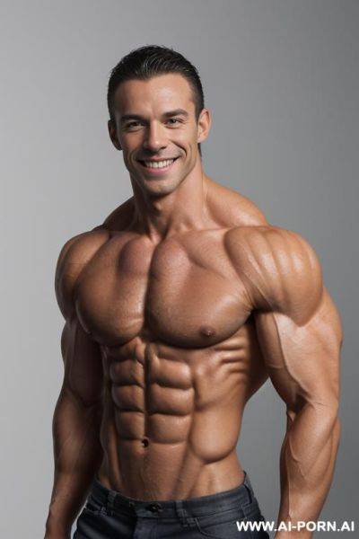 (((short topless very slender lean delicate boned bodybuilder woman))), (very muscular very lean natural pec breasts), (((no silicone))), (((no implants))), ((pretty face)), (pretty pecs), (slender waist), - ai-porn.ai on pornintellect.com