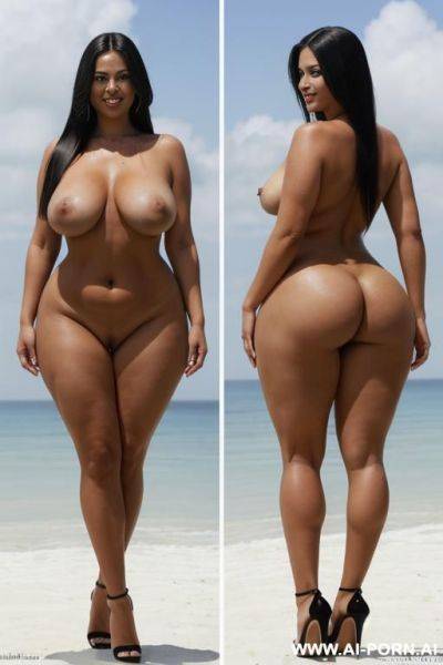 ((sexy hot attractive chubby milf)) (completely naked no clothes) ((sexy standing pose, direct eye contact)) (((extremely saggy boobs, extremely long boobs down to hips))) (wide hips, very massive - ai-porn.ai on pornintellect.com