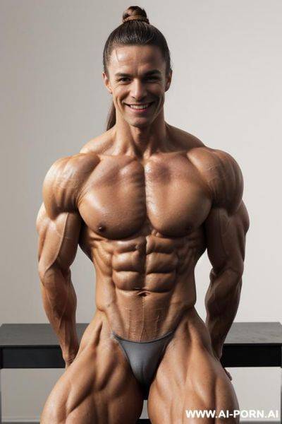 (((short topless very slender lean delicate bodybuilder woman))), (very muscular very lean natural pec breasts), ((pretty face)), ((pretty pecs)), (slender waist), ((delicate sinewy frame)), (((very light - ai-porn.ai on pornintellect.com