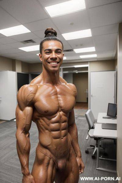 (((short topless very slender lean delicate bodybuilder woman ifbb pro))), ((very muscular very lean natural pec breasts)), ((pretty womans face)), ((no tanlines)), ((pretty muscular pecs with pretty - ai-porn.ai on pornintellect.com