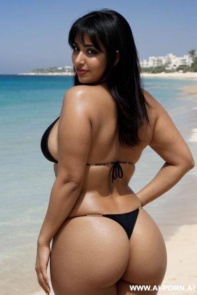 Arab, chubby, bikini, from behind, bend over, beach - ai-porn.ai on pornintellect.com