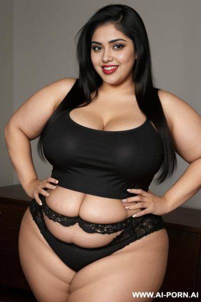 Chola, mexican, cartoonishly wide hips, supermodel, big eyes, smiling - ai-porn.ai - Mexico on pornintellect.com