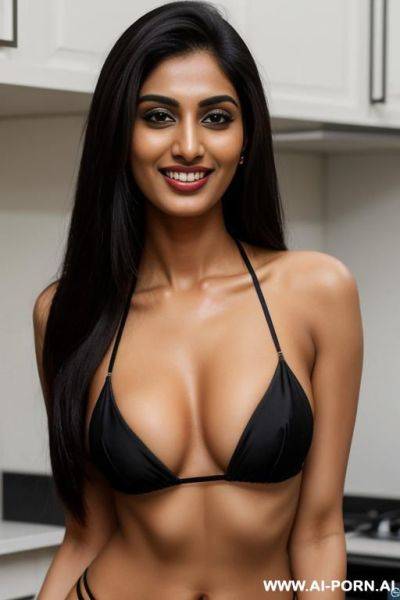 Punjabi supermodel, ((perky breasts)), (perfect boobs) , luxurious modern mansion, black bikini - ai-porn.ai on pornintellect.com