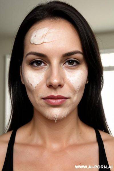Suburban mom, close up, sour cream on face - ai-porn.ai on pornintellect.com