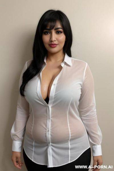 Arab, chubby, unbuttoned fully open white male shirt, no panties - ai-porn.ai on pornintellect.com